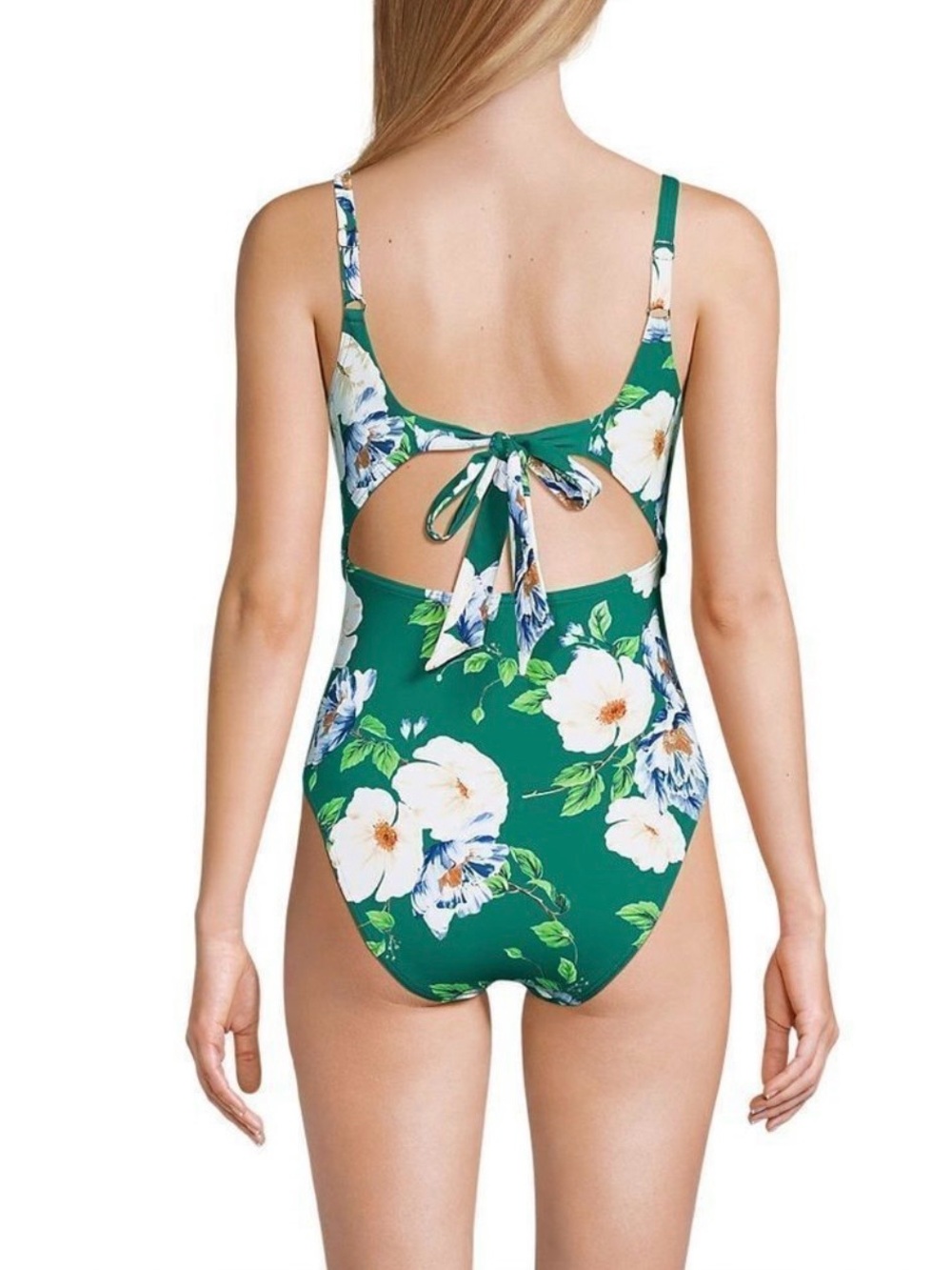 NEW Lands' End Island Emerald Petunia Floral Monokini One Piece Swimsuit Sz 16 - Picture 6 of 12